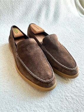 Elegant summer loafer M. Gemi Brown Suede Slip-On with Tan Crepe Sole